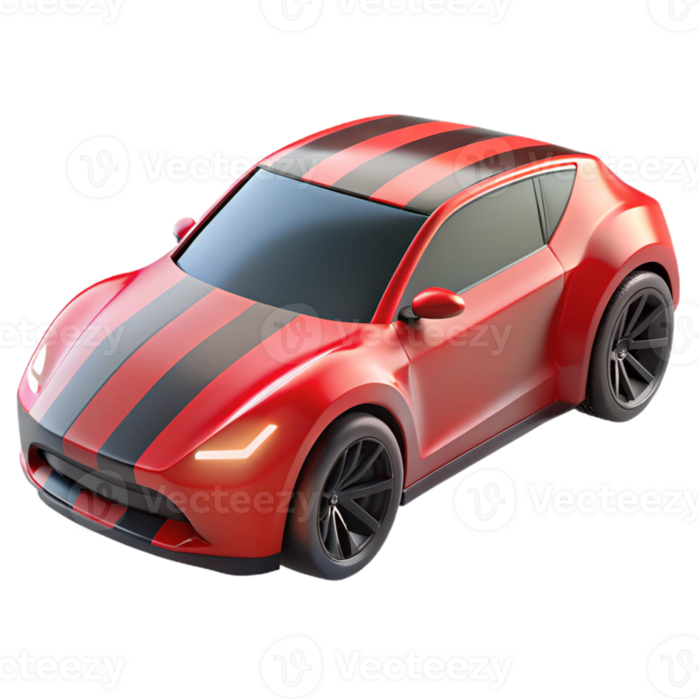 extraordinary abstract Futuristic Car Side View with Red Stripes Isolated png