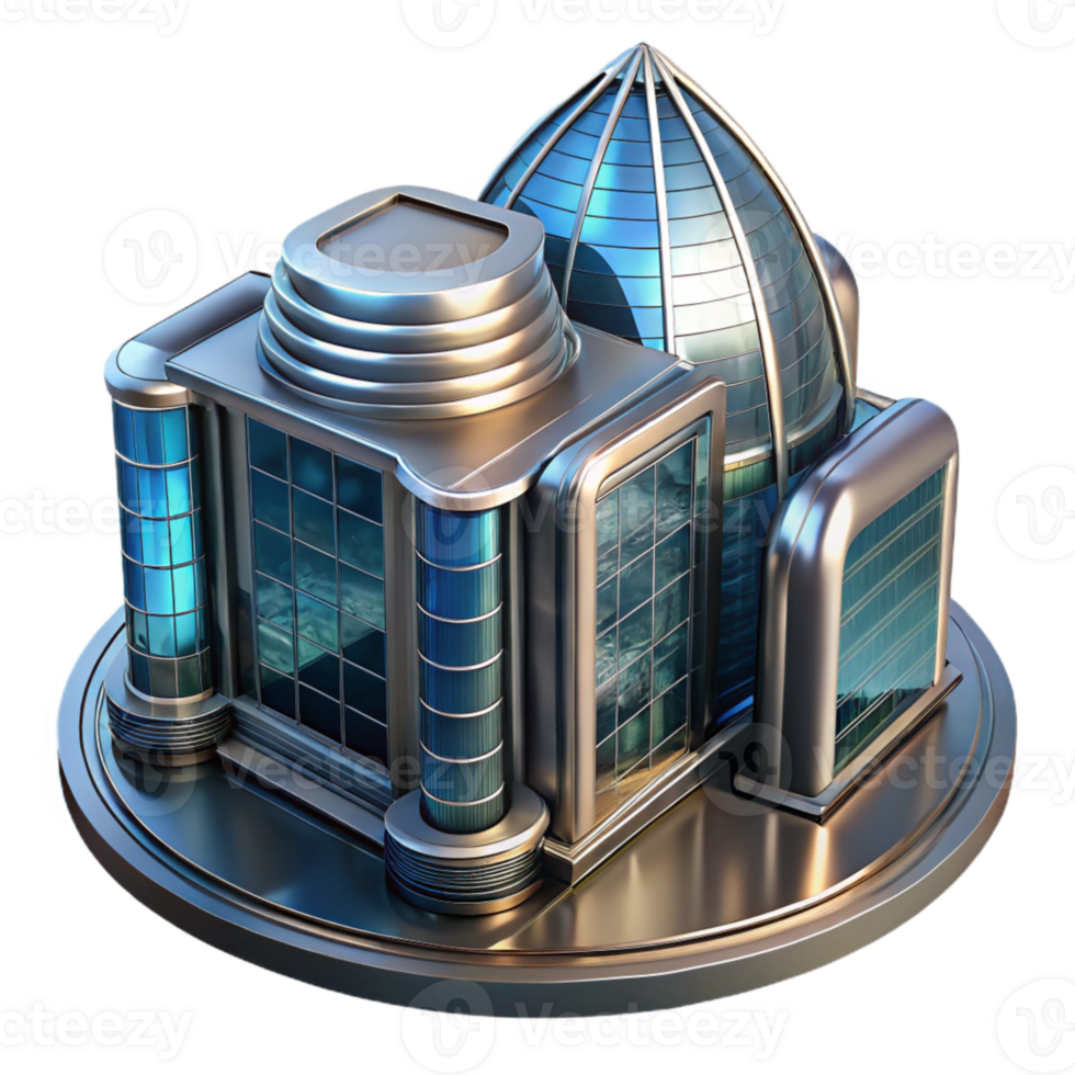 dramatic creative Futuristic City Building with Green Accents Transparent professional png