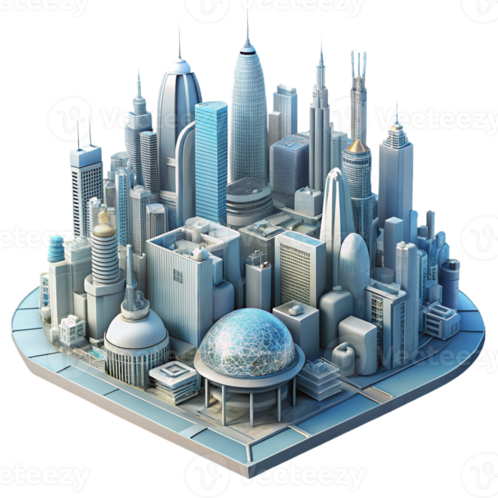 elegant minimalist Futuristic Cityscape Generated by Ai Algorithm Transparent premium png