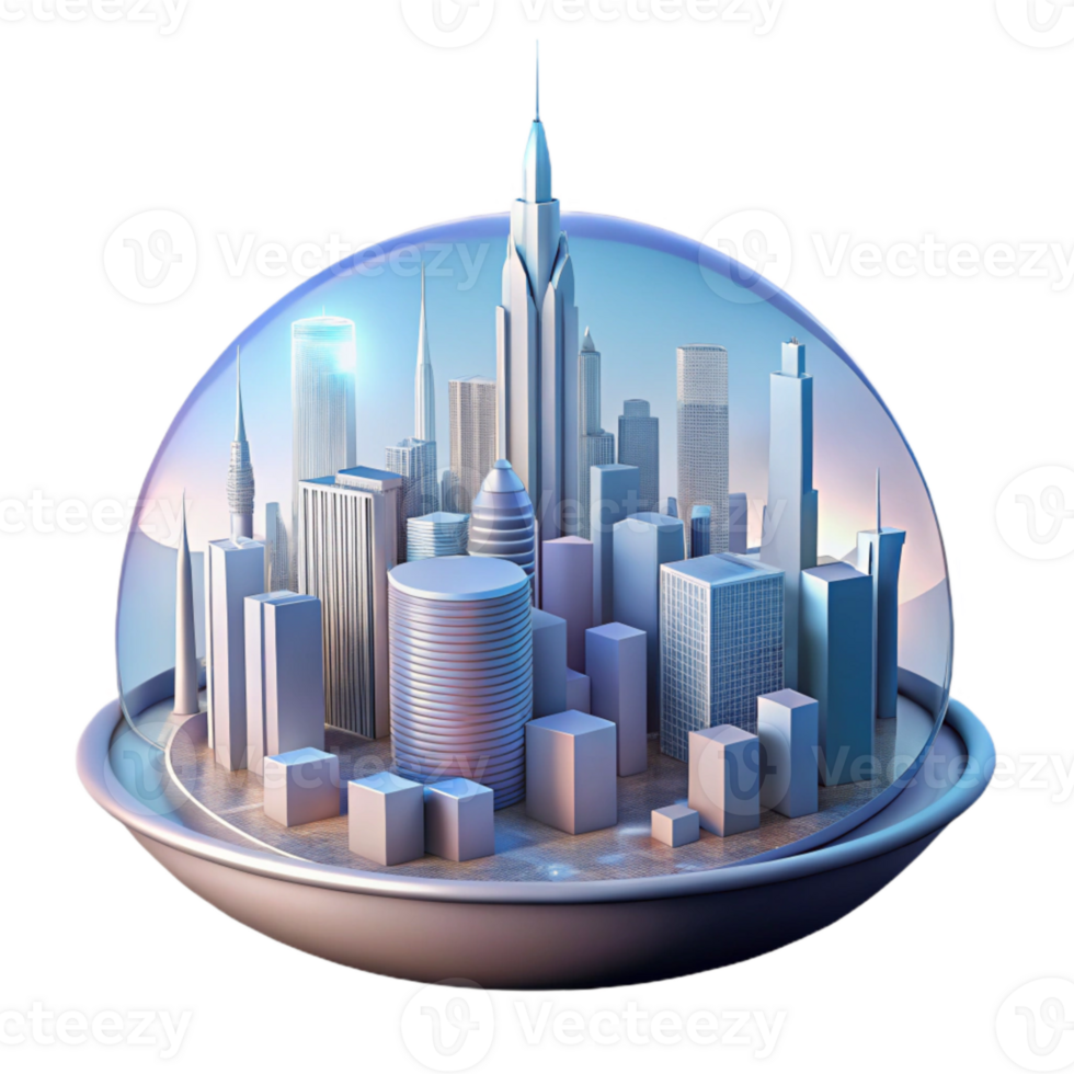 extraordinary modern Futuristic Cityscape Silhouette Transparent Background premium png