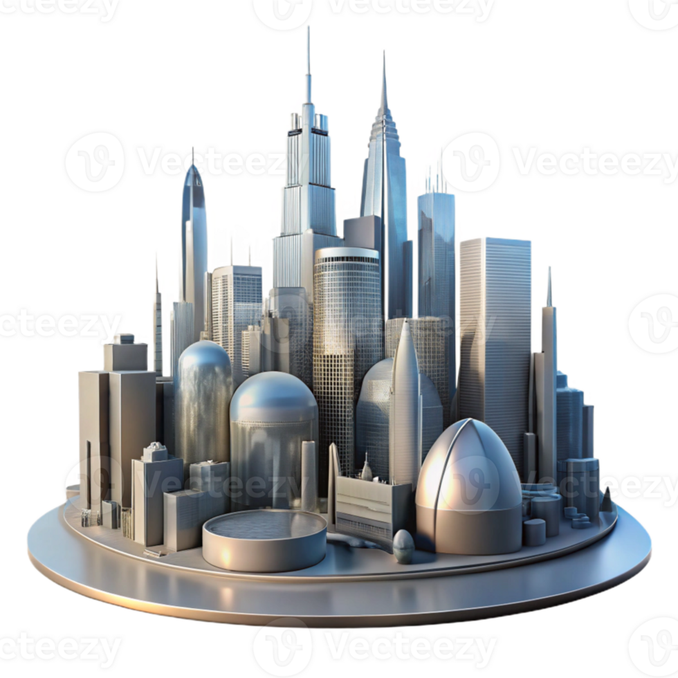 serene abstract Futuristic Cityscape Silhouette Transparent Background png