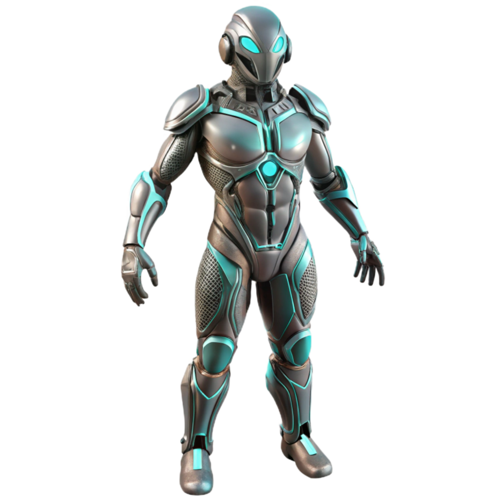 dramatic rustic Futuristic Exoskeleton Suit Silhouette Isolated high quality png