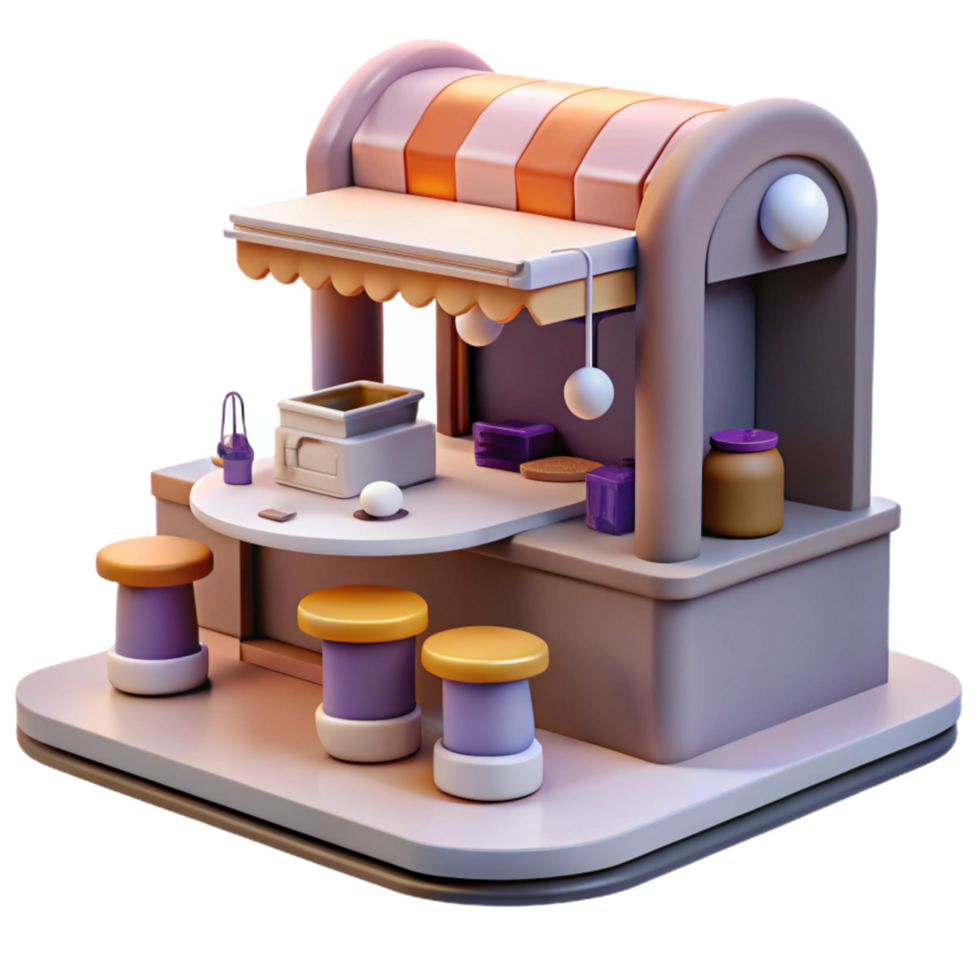 impressive creative Futuristic Food Court with 3d Printers Cutout authentic png