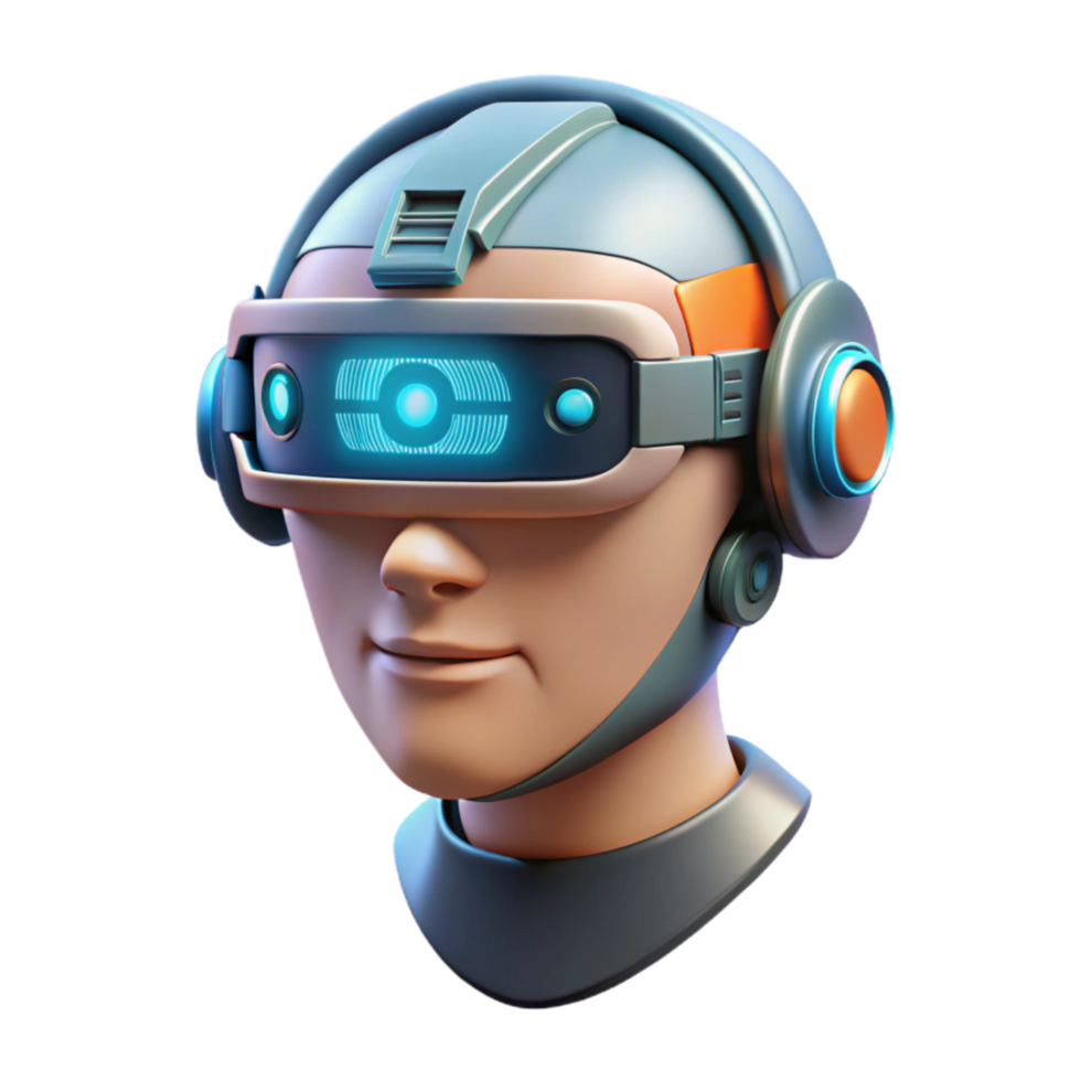 serene modern Futuristic Head Interface with Hud Display Cutout professional png