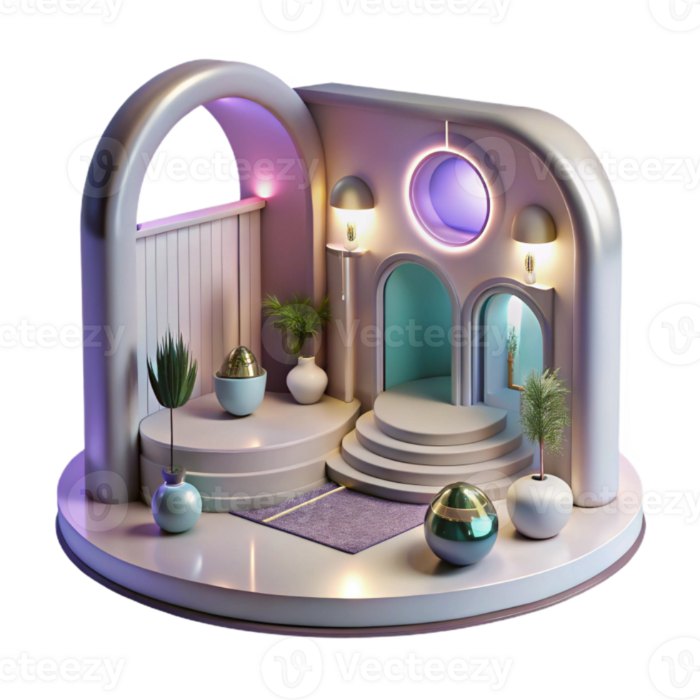 vibrant classic Futuristic Interior Design with Minimalist Aesthetic Isolated exclusive png