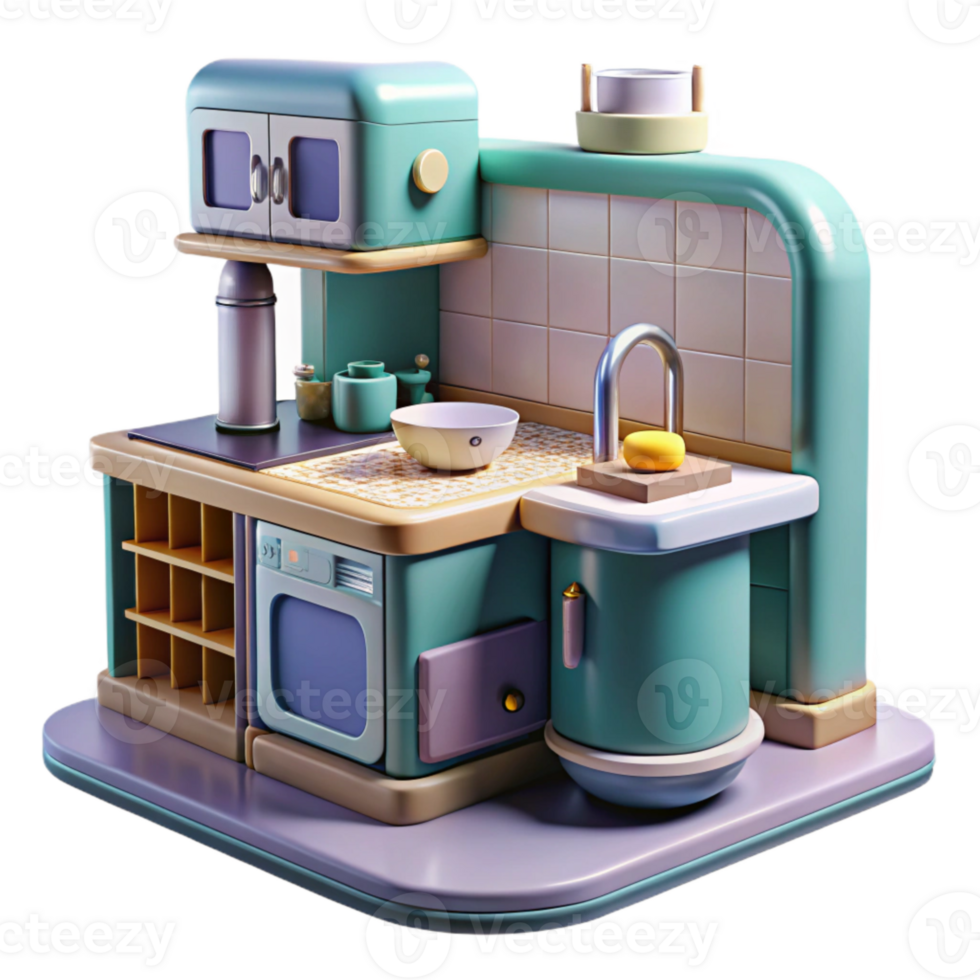 magnificent classic Futuristic Kitchen with Food Printer Cutout detailed png