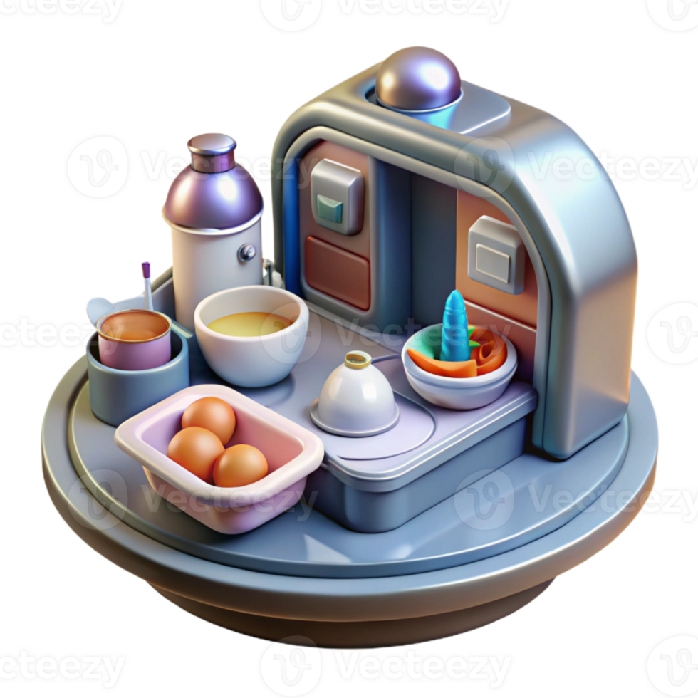 stunning traditional Futuristic Meal Preparation Isolated Transparent Background high resolution png