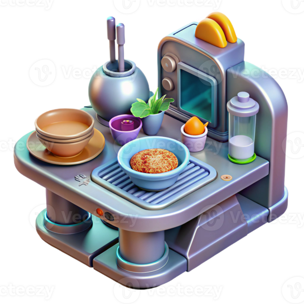 extraordinary artistic Futuristic Meal Preparation Isolated Transparent Background high quality png