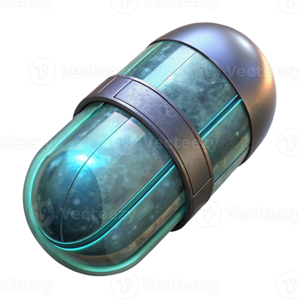 vibrant classic Futuristic Nanotech Capsule Transparent professional png