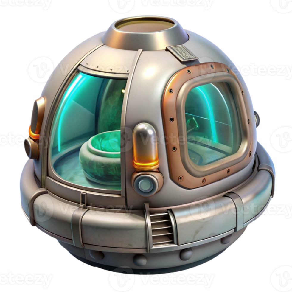 beautiful artistic Futuristic Nanotech Medical Pod Transparent original png