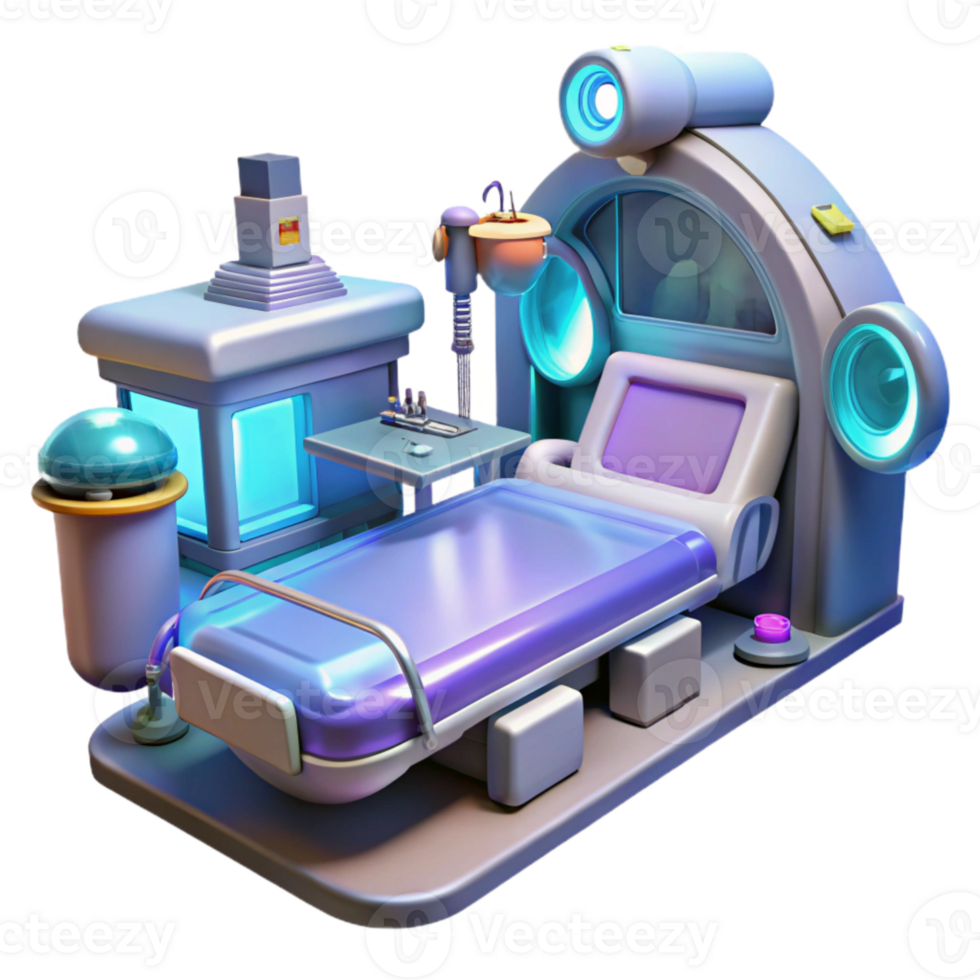serene vintage Futuristic Nanotech Treatment Room Transparent Background png