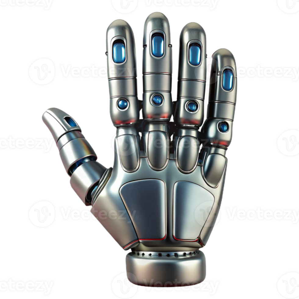 extraordinary traditional Futuristic Robot Hand Isolated with Metallic Sheen high resolution png