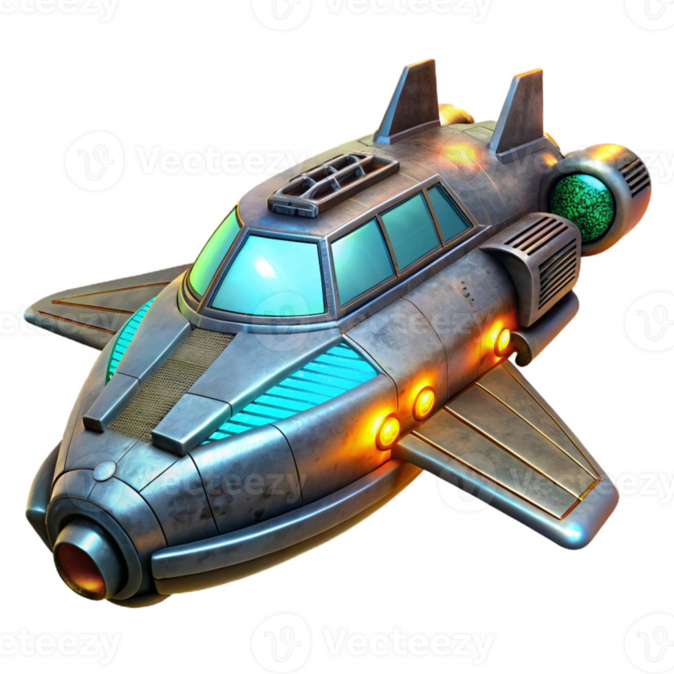 serene modern Futuristic Spaceship Isolated with Engine Glow high resolution png