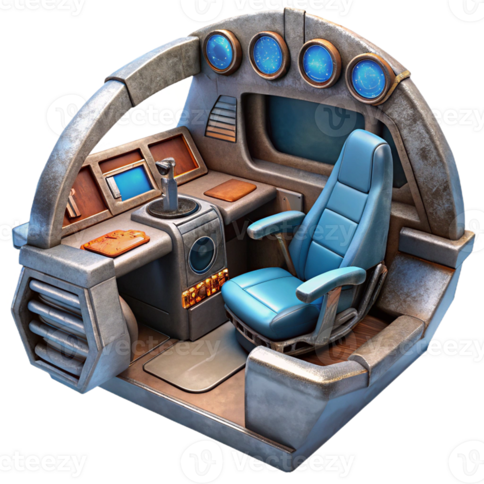 impressive classic Futuristic Spaceship Cockpit Interior Isolated detailed png
