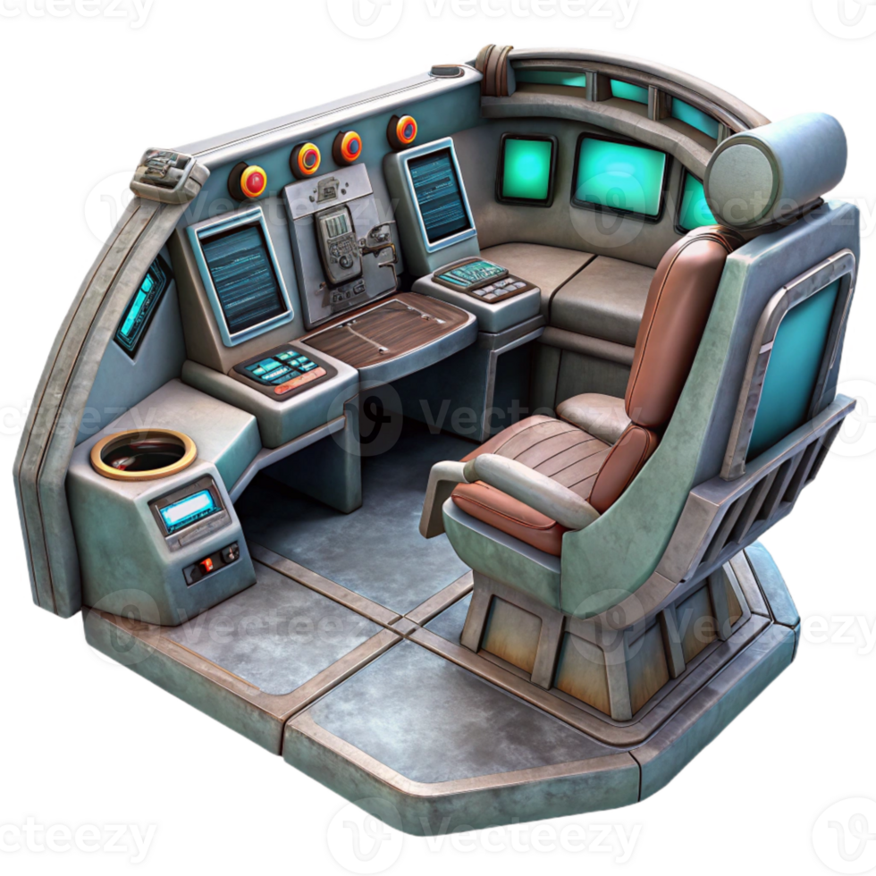 serene traditional Futuristic Spaceship Cockpit Interior Isolated authentic png