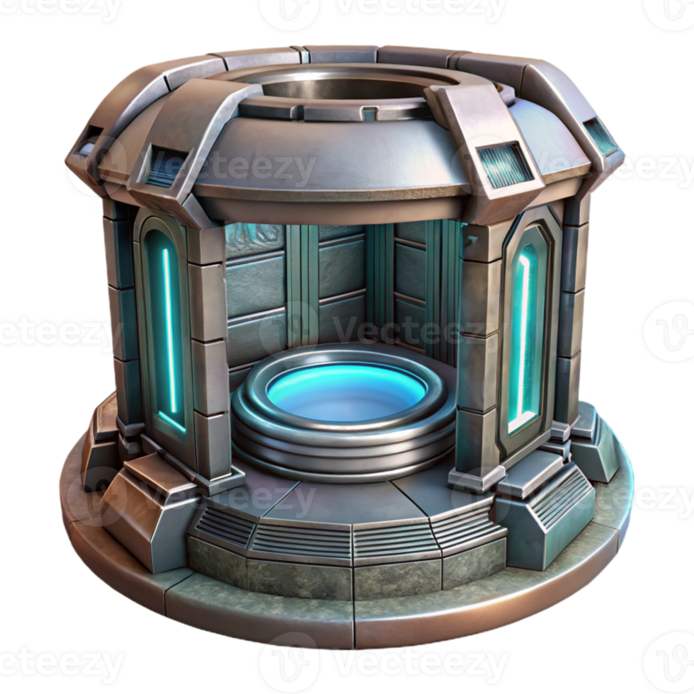 stunning creative Futuristic Teleportation Chamber Metallic Texture Isolated Element exclusive png