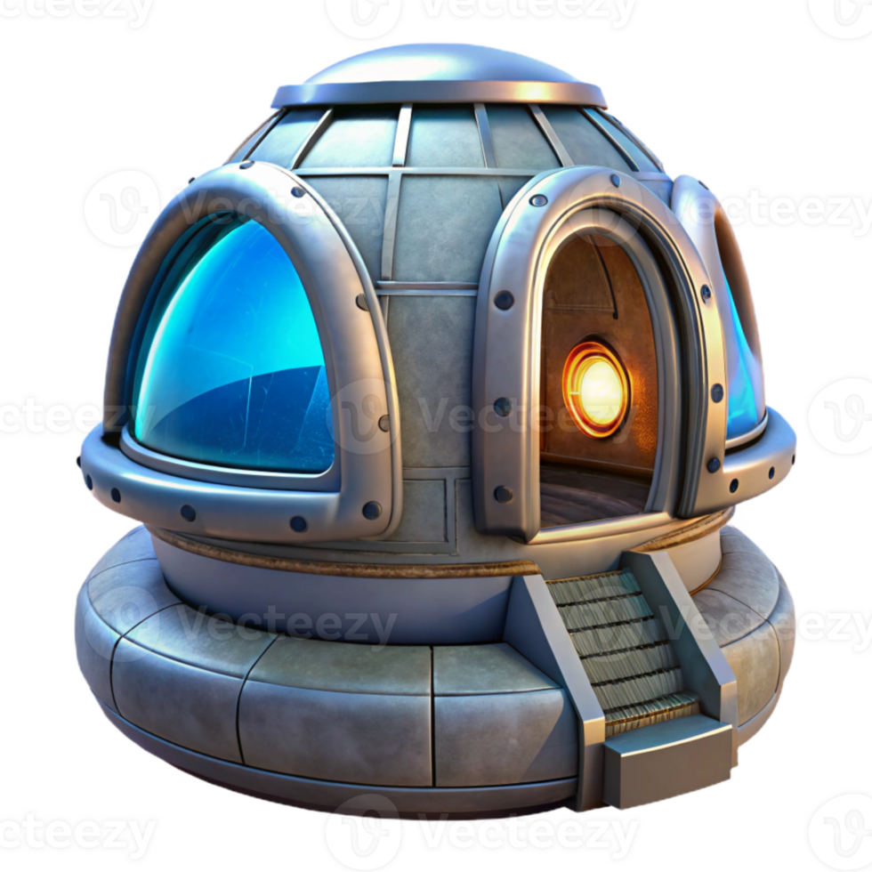 impressive modern Futuristic Teleportation Pod Exterior View Transparent Background png