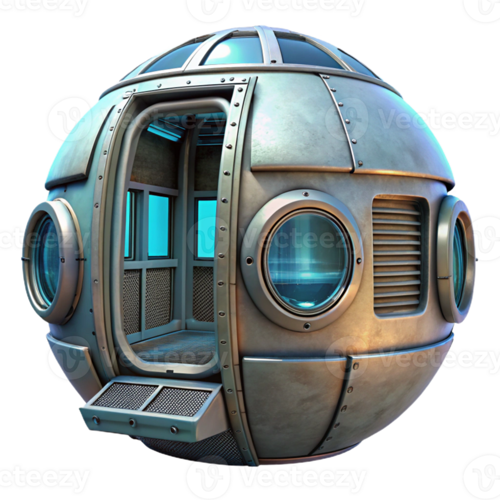 extraordinary classic Futuristic Teleportation Pod Exterior View Transparent Background exclusive png