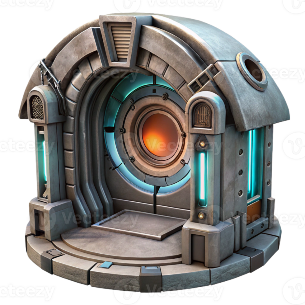 wonderful abstract Futuristic Teleport Chamber Side View Isolated professional png