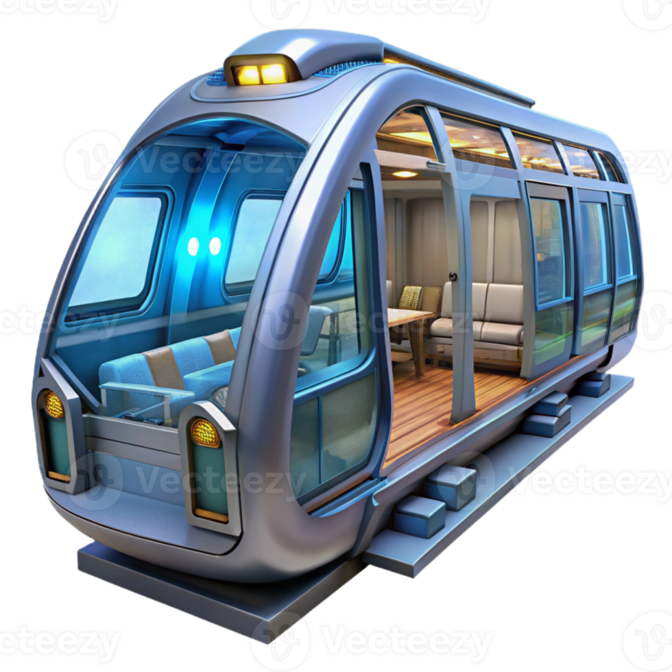 elegant modern Futuristic Train Interior Transparent Cutout premium png