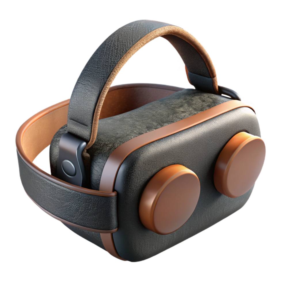 extraordinary rustic Gaming Vr Headset with Black Leather Straps Isolated professional png