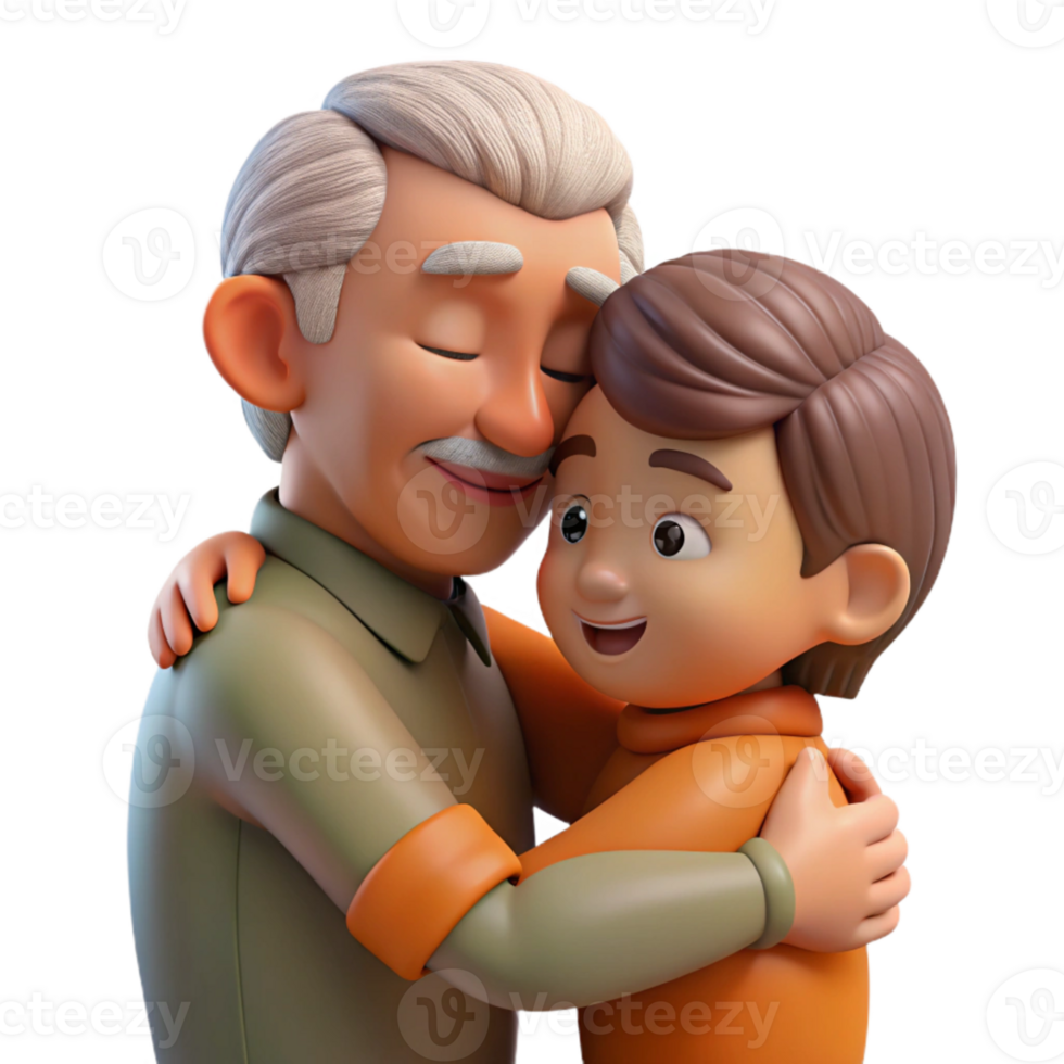 impressive rustic Generational Bond in Warm Embrace Isolated exclusive png