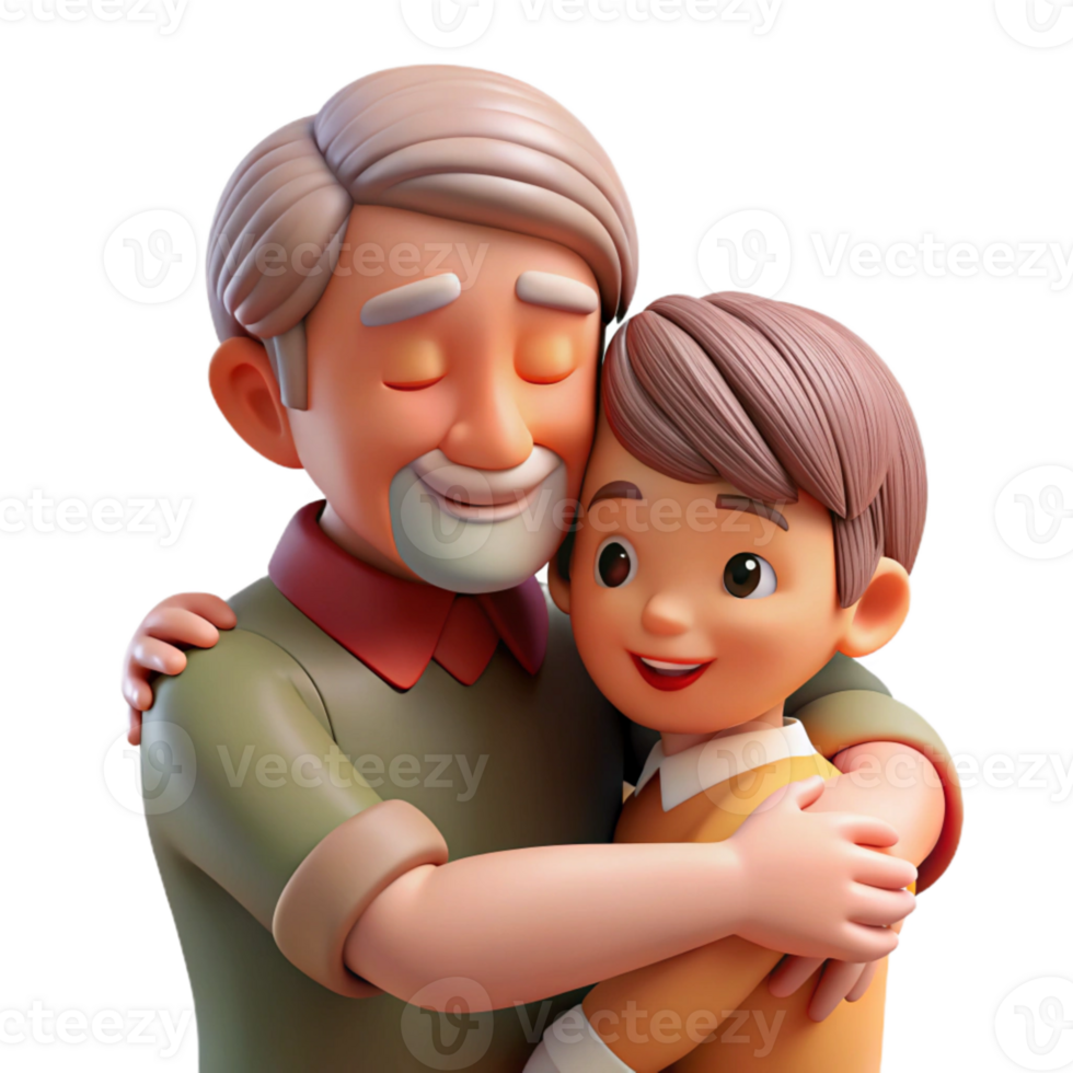 beautiful classic Generational Bond in Warm Embrace Isolated authentic png