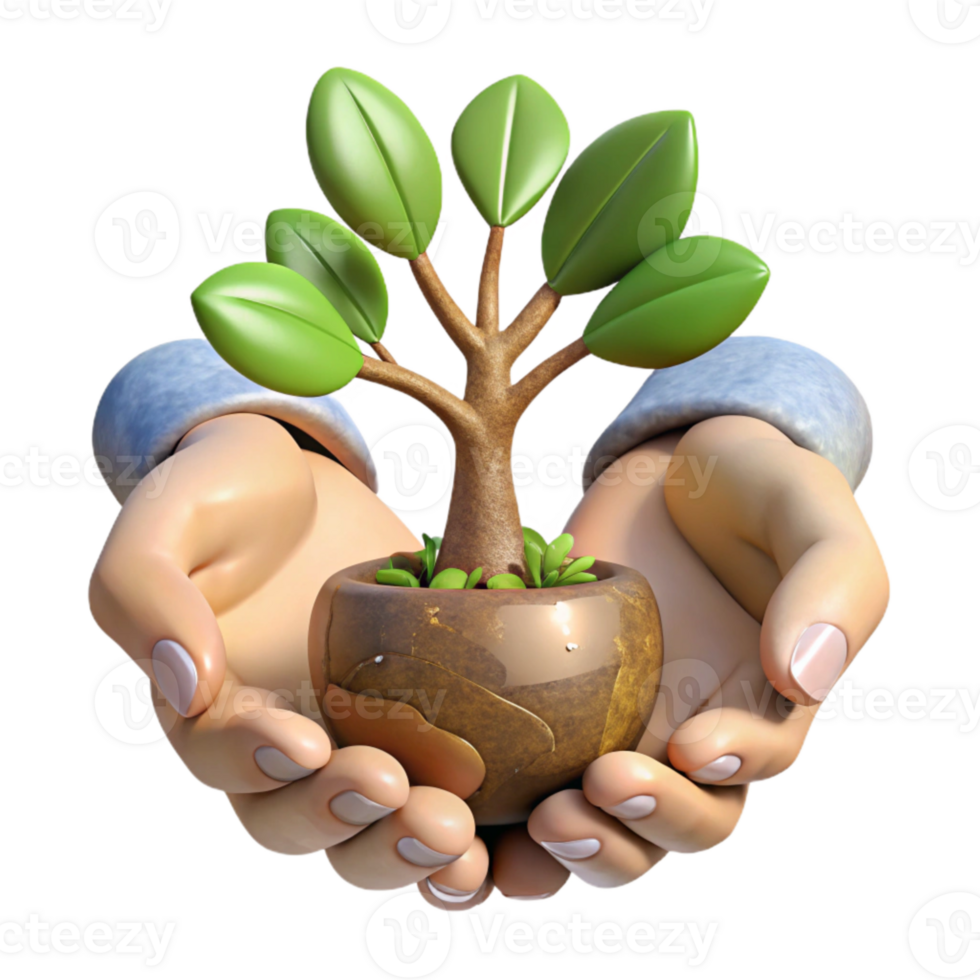 dramatic creative Generational Hands Holding Sapling Cutout authentic png