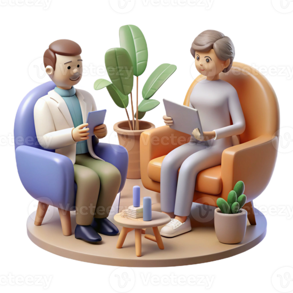 dramatic contemporary Genetic Counseling Consultation Scene Transparent high quality png