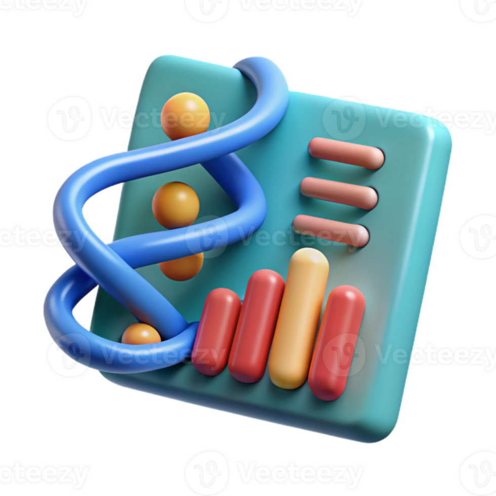 extraordinary contemporary Genetic Data Visualization with 3d Model Cutout detailed png