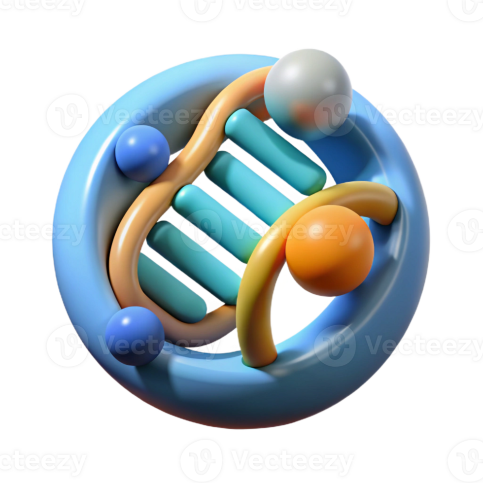 vibrant classic Genetic Data Visualization with 3d Model Cutout high quality png