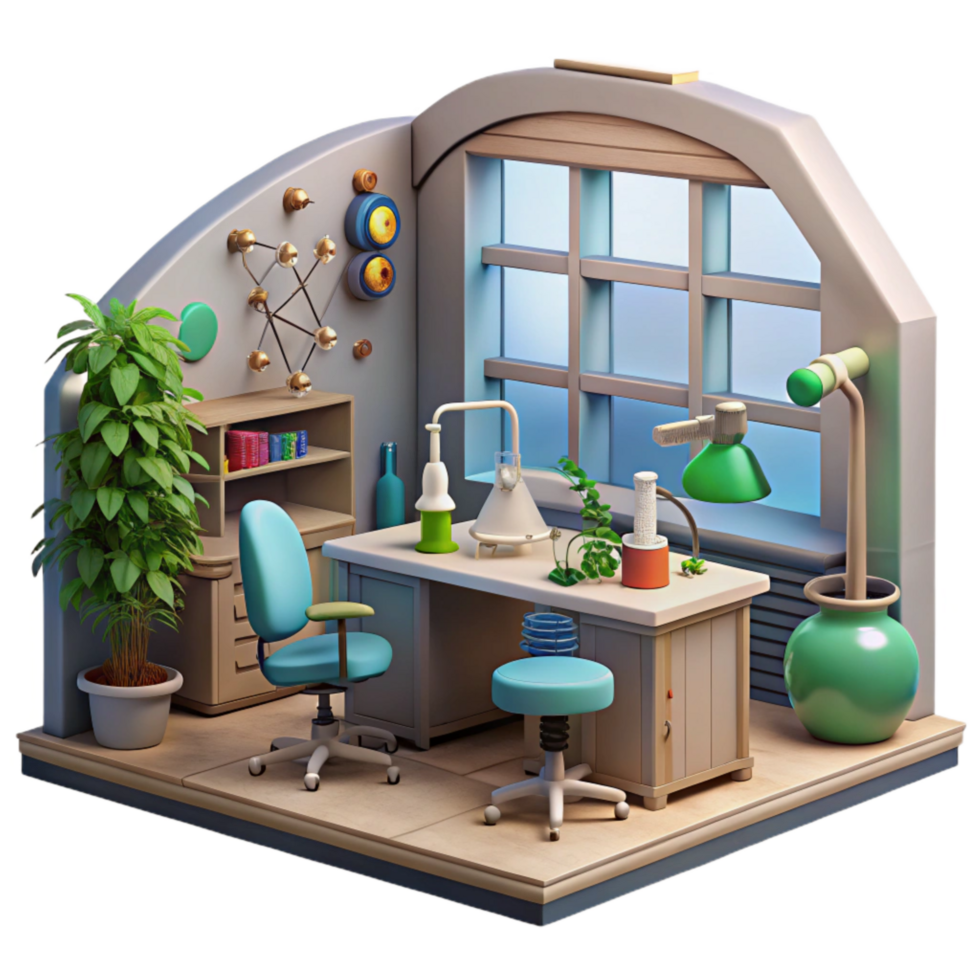 elegant traditional Genetic Modification Research Lab Interior Isolated high resolution png