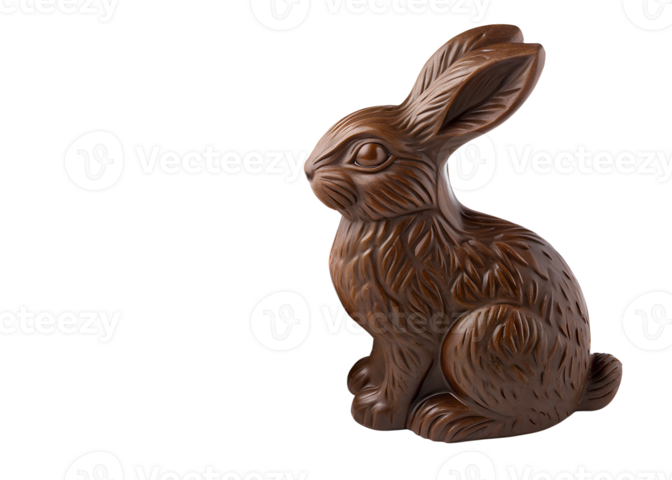 Chocolate rabbit sculpture sits on a white surface png