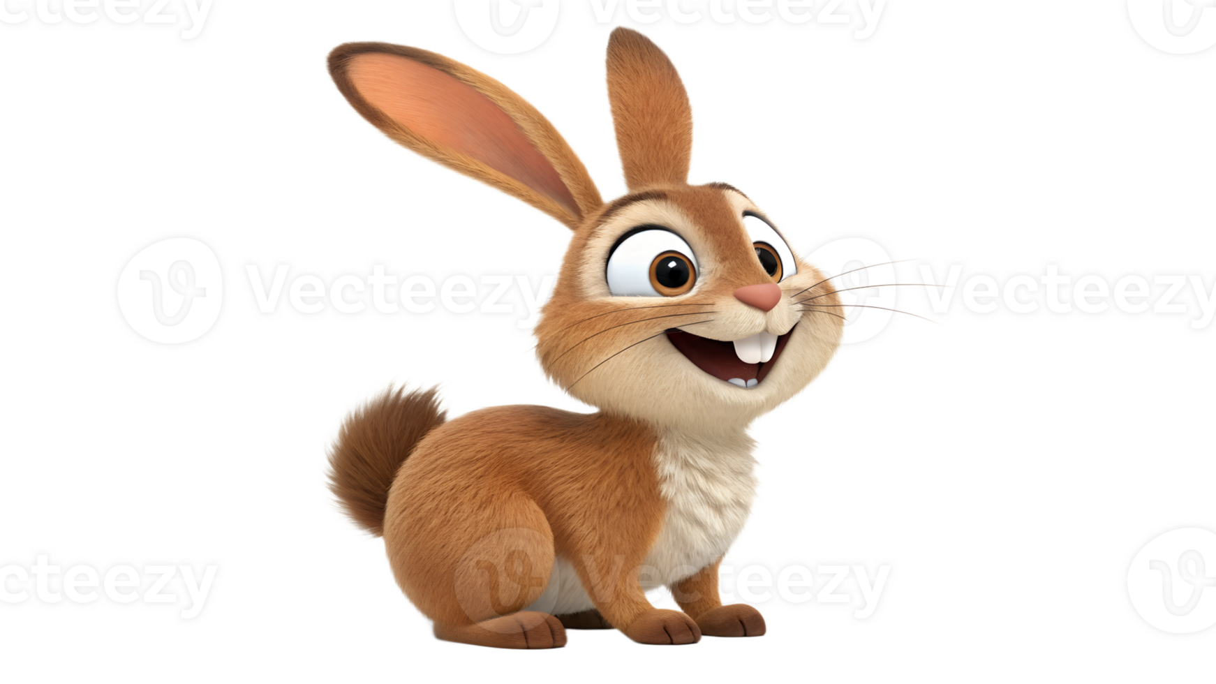 Joyful rabbit with big ears and bright eyes png