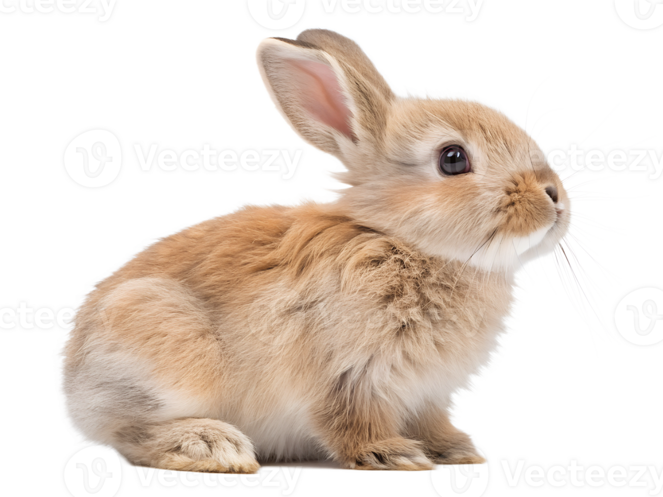 Cute fluffy rabbit sitting quietly and alert png