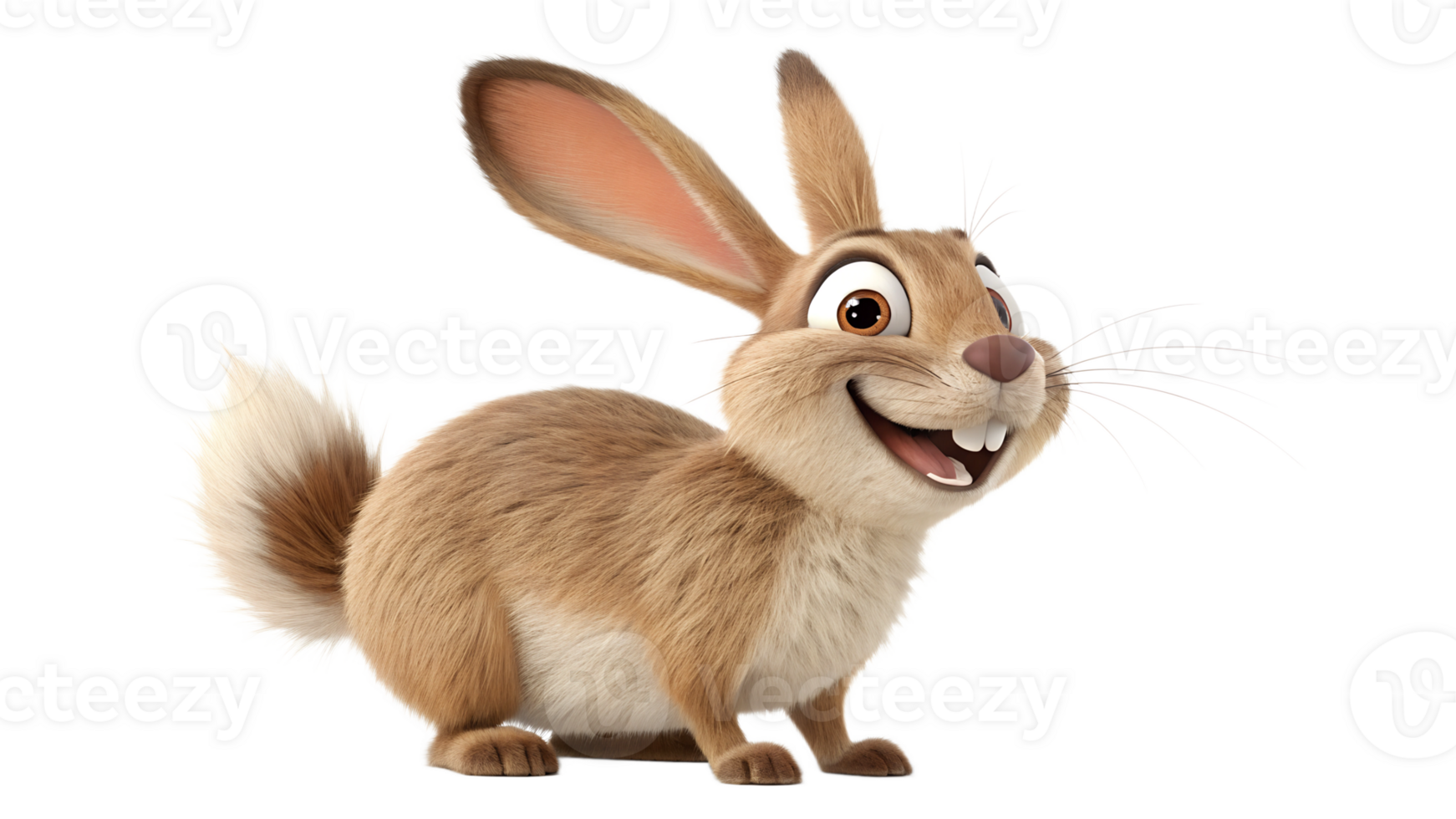 Joyful rabbit with big ears and smile png