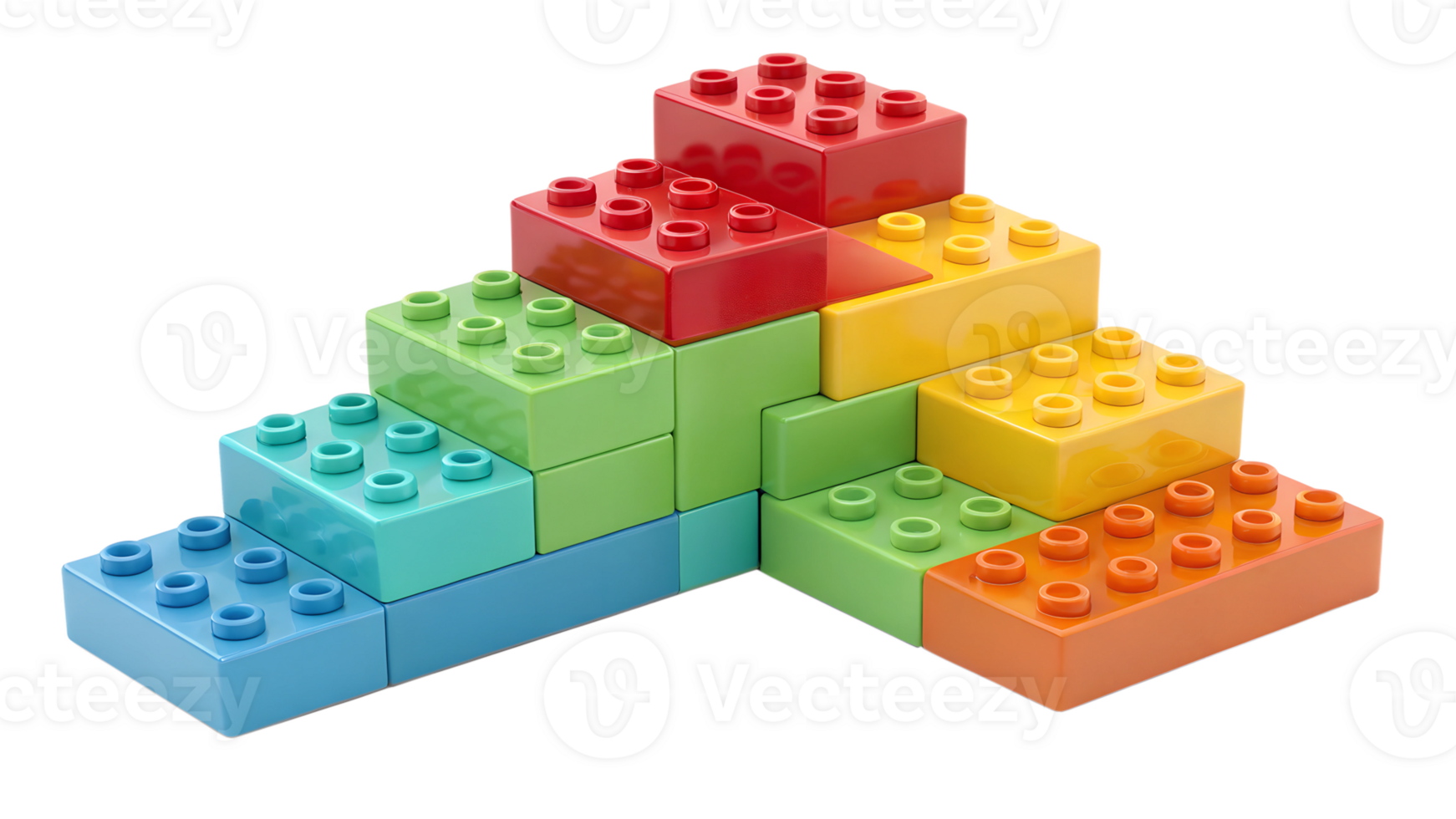 Colorful blocks form a geometric shape png