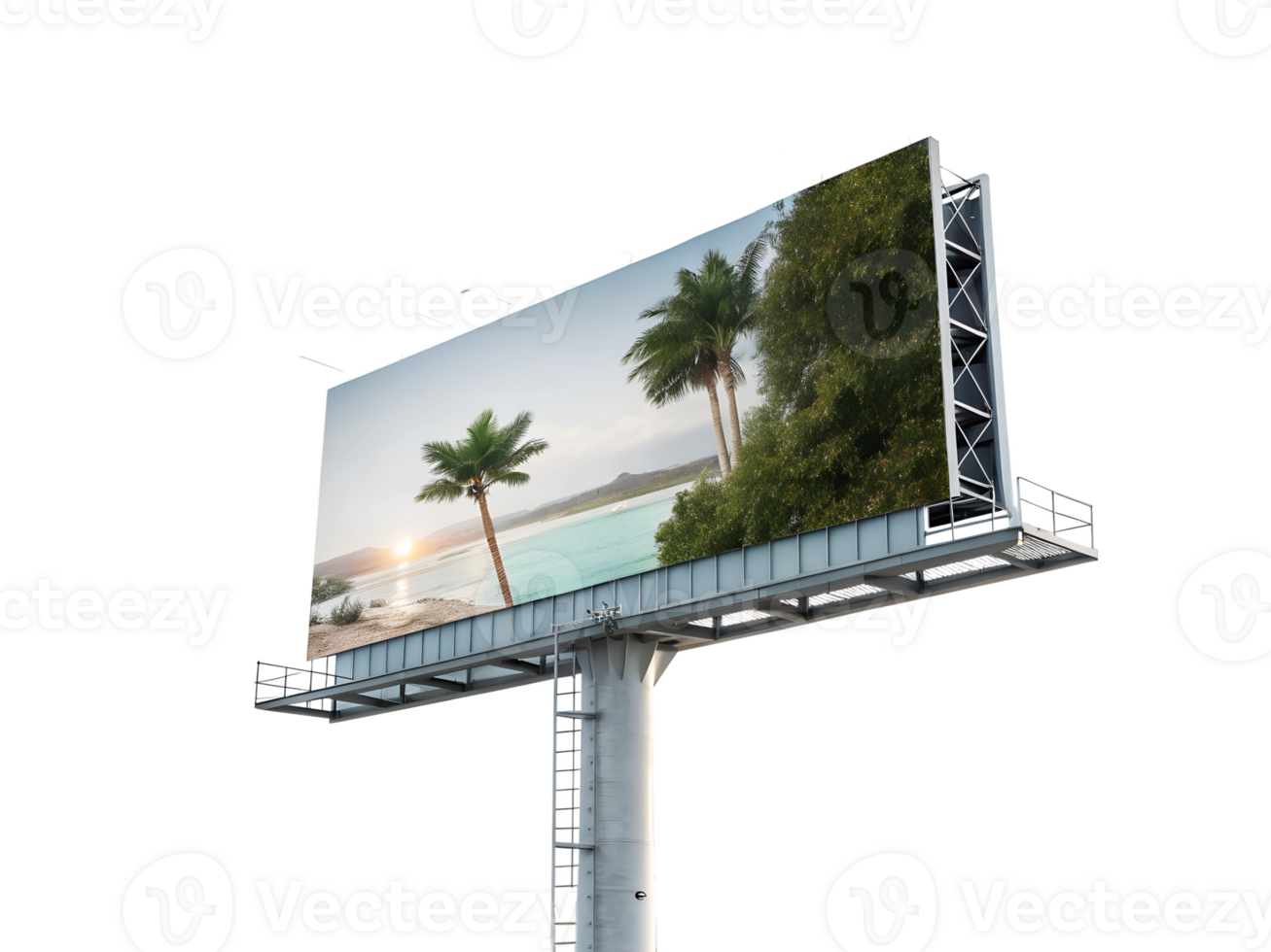 Sunset over ocean captured on a large billboard png