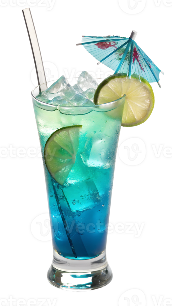 Refreshing tropical drink with lime and umbrella png