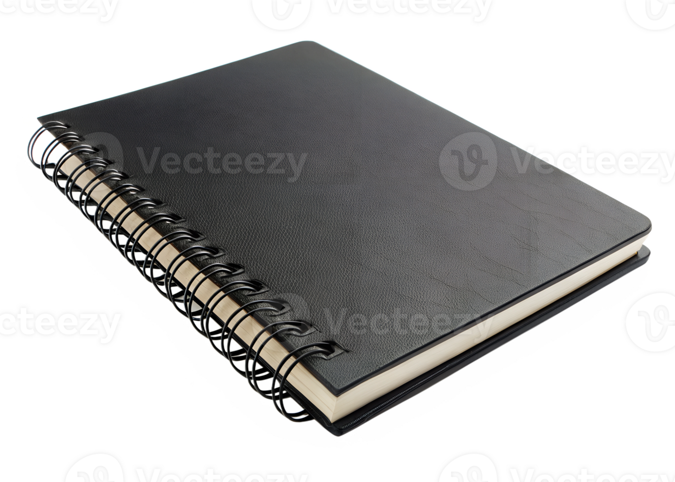 Black spiral notebook on a clean white background png