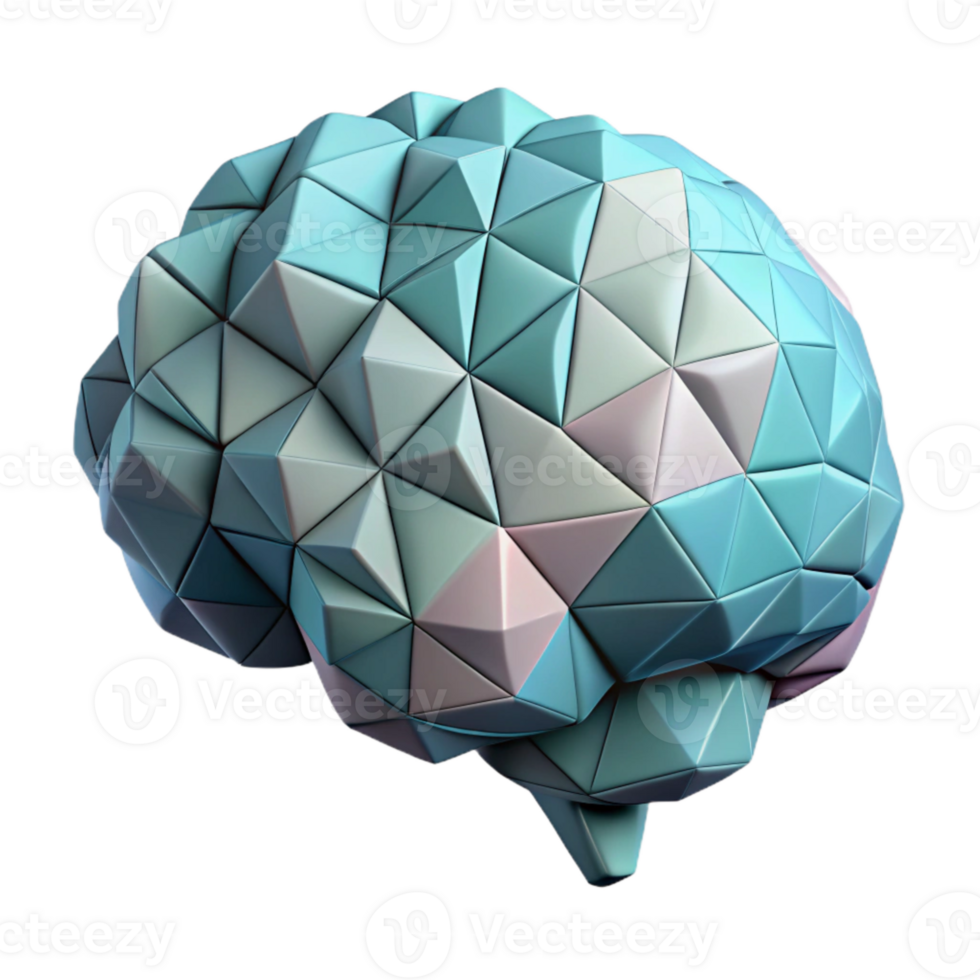 dramatic minimalist Geometric Brain Illustration Cutout with Modern Design png