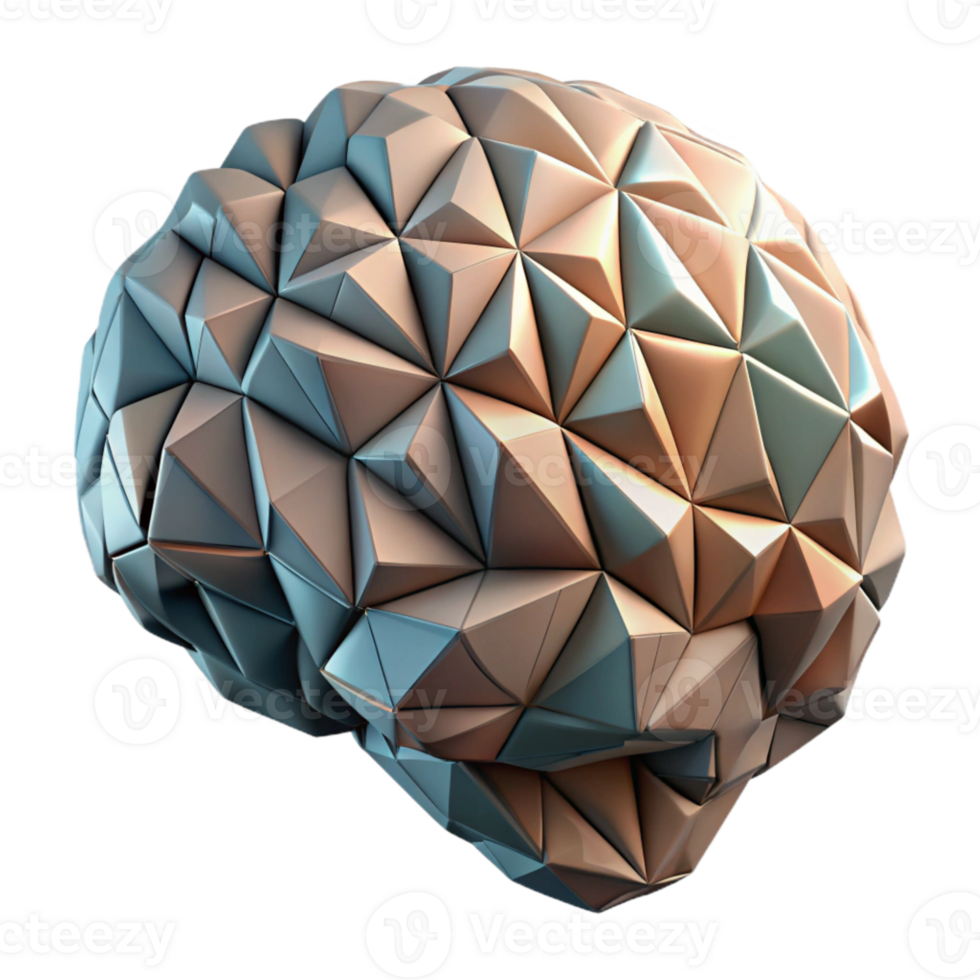 elegant rustic Geometric Brain Illustration Cutout with Modern Design premium png