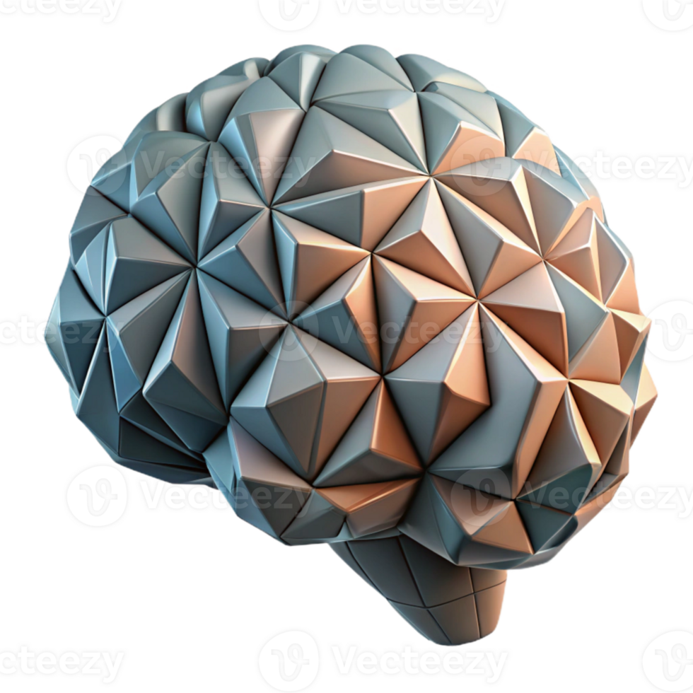 beautiful creative Geometric Brain Illustration Cutout with Modern Design authentic png