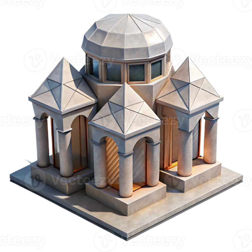 extraordinary classic Geometric Building Design 3d Model Transparent detailed png