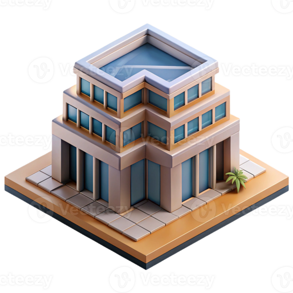 dramatic abstract Geometric Building Design Isometric View Isolated exclusive png