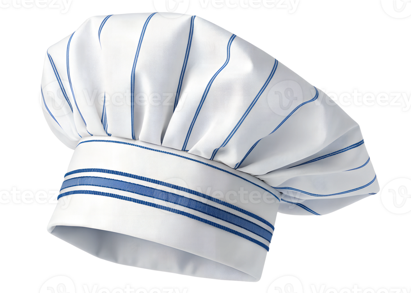 Chef hat with blue stripes in professional kitchen png
