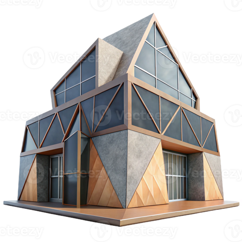 impressive artistic Geometric Building Design Side View Transparent genuine png