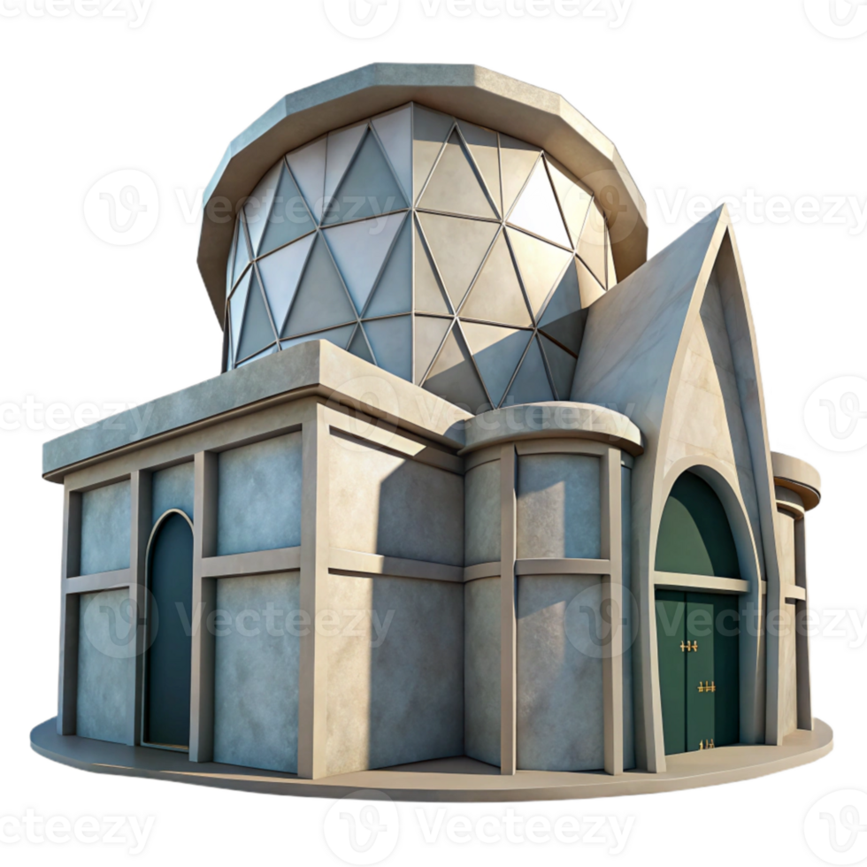 dramatic rustic Geometric Building with Curved Facade high quality png