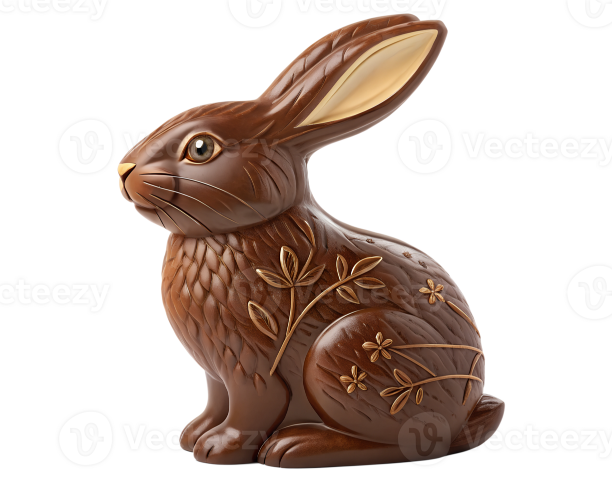 Spring floral chocolate rabbit figure png