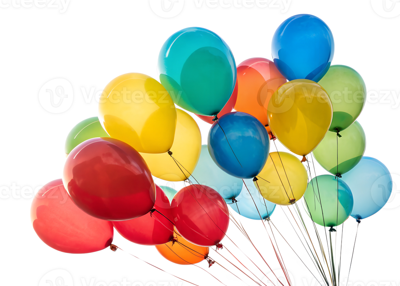 Colorful balloons floating in the clear sky png